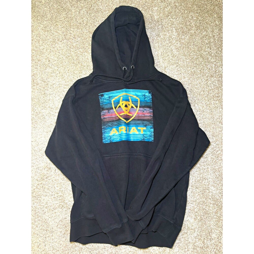 Ariat Men's Graphic Logo Fleece Pullover Hoodie Black Size S Pockets